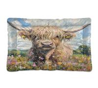 Ttgoth Highland Cow Dog Bed Mat Crate Pad Soft Washable Kennel Pad Pet Sleeping Mat with Anti-Slip Bottom for Large Medium Small Dogs, 45.7x60.9 cm