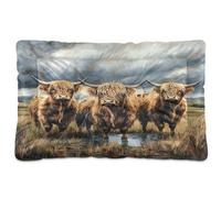 Ttgoth Highland Cows Dog Bed Mat Crate Pad Soft Washable Kennel Pad Pet Sleeping Mat with Anti-Slip Bottom for Large Medium Small Dogs, 60.9x91.4 cm