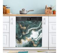 Ttgoth Hunter Green Gold Marble Dishwasher Magnet Cover Decorative Magnetic Dish Washer Front Door Cover Panel Decal Trimmable Magnet Sticker for Kitchen Appliance Decor 58.42x66.04 cm