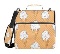Ttgoth Ice Cream 3 Ring Zipper Binder 1.5 Inch Capacity Binder Organiser 500 Sheet with Shoulder Strap & Handle Multi-Pocket Expanding File Folder for School Office