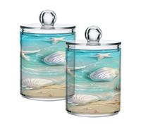 Ttgoth Ice Cream Qtip Holder Dispenser Acrylic Bathroom Jars 2 PCS Apothecary Jar Makeup Organizer for Cotton Pad, Bud, Swab, Ball