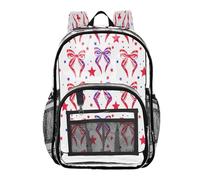 Ttgoth Independence Day Clear Backpack Heavy Duty Stadium Approved Transparent Backpack See Through Bookbag with Multiple Pockets for School, Security, Work & Trave