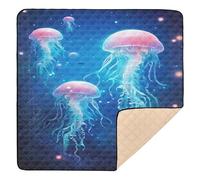 Ttgoth Jellyfish Baby Play Mat for Floor 127x127cm Soft Foldable Crawling Mat Waterproof Non-Slip Floor Mat Kids Playmat for Infants Babies Toddlers