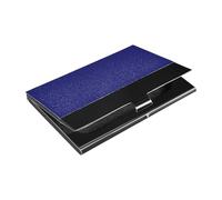 Ttgoth Lattice Navy Blue Business Card Holder for Men Women PU Leather & Stainless Steel Name Card Case Pocket Wallet ID Case for Travel and Work