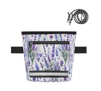 Ttgoth Lavender Dog Treat Pouch for Training, Hands-Free Treat Bag with Magnetic Closure, Adjustable Waist Belt & Reflective Strip, Waterproof Puppy Snack Reward Bag for Pet Walking