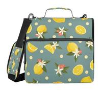 Ttgoth Lemon 3 Ring Zipper Binder 1.5 Inch Capacity Binder Organizer 500 Sheet with Shoulder Strap & Handle Multi-Pocket Expanding File Folder for School Office