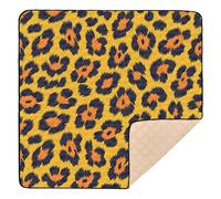 Ttgoth Leopard Print Baby Play Mat for Floor 127x127cm Soft Foldable Crawling Mat Waterproof Non-Slip Floor Mat Kids Playmat for Infants Babies Toddlers