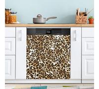 Ttgoth Leopard Print Dishwasher Magnet Cover Decorative Magnetic Dish Washer Front Door Cover Panel Decal Trimmable Magnet Sticker for Kitchen Appliance Decor 23 x 26 Inch