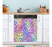 Ttgoth Leopard Print Dishwasher Magnet Cover Decorative Magnetic Dish Washer Front Door Cover Panel Decal Trimmable Magnet Sticker for Kitchen Appliance Decor 58.42x66.04 cm