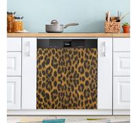 Ttgoth Leopard Print Dishwasher Magnet Cover Decorative Magnetic Dish Washer Front Door Cover Panel Decal Trimmable Magnet Sticker for Kitchen Appliance Decor 58.42x66.04 cm