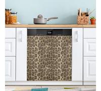 Ttgoth Leopard Print Dishwasher Magnet Cover Decorative Magnetic Dish Washer Front Door Cover Panel Decal Trimmable Magnet Sticker for Kitchen Appliance Decor 58.42x66.04 cm
