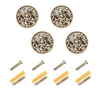 Ttgoth Leopard Print Skull Cabinet Knobs 32 mm Round Drawer Knobs 4 PCS Kitchen Cupboard Door Pull Handles Decorative Furniture Hardware
