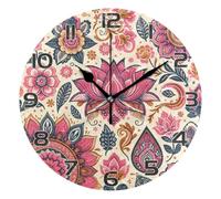 Ttgoth Lotus Flower Wall Clock Silent Non-Ticking Modern Decorative Round Wall Clock Battery Operated for Home Kitchen Living Room Office, 25x25 cm