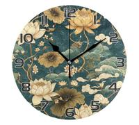 Ttgoth Lotus Flower Wall Clock Silent Non-Ticking Modern Decorative Round Wall Clock Battery Operated for Home Kitchen Living Room Office, 25x25 cm