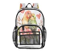 Ttgoth Love Bird Clear Backpack Heavy Duty Stadium Approved Transparent Backpack See Through Bookbag with Multiple Pockets for School, Security, Work & Trave