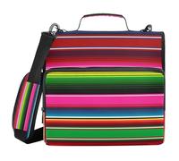 Ttgoth Mexican Serape Blanket Stripes 3 Ring Zipper Binder 1.5 Inch Capacity Binder Organiser 500 Sheet with Shoulder Strap & Handle Multi-Pocket Expanding File Folder for School Office