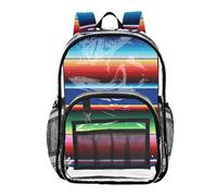 Ttgoth Mexican Serape Blanket Stripes Clear Backpack Heavy Duty Stadium Approved Transparent Backpack See Through Bookbag with Multiple Pockets for School, Security, Work & Trave