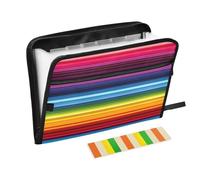 Ttgoth Mexican Stripes Accordion File Organizer 13 Pockets Expanding File Folder with Labels A4 Document Holder Portable Receipt & Document Organizer for School, Office & Business