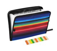 Ttgoth Mexican Stripes Accordion File Organizer 13 Pockets Expanding File Folder with Labels A4 Document Holder Portable Receipt & Document Organizer for School, Office & Business