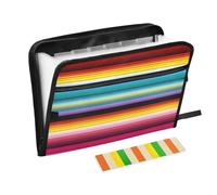 Ttgoth Mexican Stripes Accordion File Organizer 13 Pockets Expanding File Folder with Labels A4 Document Holder Portable Receipt & Document Organizer for School, Office & Business