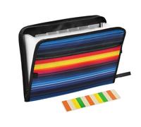 Ttgoth Mexican Stripes Accordion File Organizer 13 Pockets Expanding File Folder with Labels A4 Document Holder Portable Receipt & Document Organizer for School, Office & Business