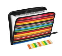Ttgoth Mexican Stripes Accordion File Organizer 13 Pockets Expanding File Folder with Labels A4 Document Holder Portable Receipt & Document Organizer for School, Office & Business