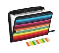 Ttgoth Mexican Stripes Accordion File Organizer 13 Pockets Expanding File Folder with Labels A4 Document Holder Portable Receipt & Document Organizer for School, Office & Business