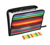 Ttgoth Mexican Stripes Accordion File Organizer 13 Pockets Expanding File Folder with Labels A4 Document Holder Portable Receipt & Document Organizer for School, Office & Business