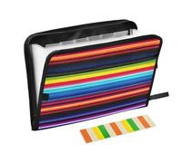 Ttgoth Mexican Stripes Accordion File Organizer 13 Pockets Expanding File Folder with Labels A4 Document Holder Portable Receipt & Document Organizer for School, Office & Business