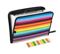 Ttgoth Mexican Stripes Accordion File Organizer 13 Pockets Expanding File Folder with Labels A4 Document Holder Portable Receipt & Document Organizer for School, Office & Business