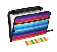 Ttgoth Mexican Stripes Accordion File Organizer 13 Pockets Expanding File Folder with Labels A4 Document Holder Portable Receipt & Document Organizer for School, Office & Business