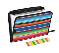 Ttgoth Mexican Stripes Accordion File Organizer 13 Pockets Expanding File Folder with Labels A4 Document Holder Portable Receipt & Document Organizer for School, Office & Business