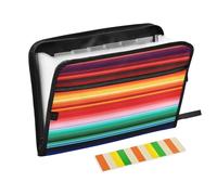 Ttgoth Mexican Stripes Accordion File Organizer 13 Pockets Expanding File Folder with Labels A4 Document Holder Portable Receipt & Document Organizer for School, Office & Business