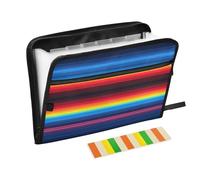 Ttgoth Mexican Stripes Accordion File Organizer 13 Pockets Expanding File Folder with Labels A4 Document Holder Portable Receipt & Document Organizer for School, Office & Business