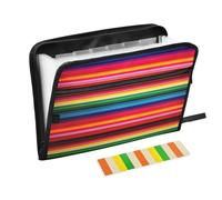 Ttgoth Mexican Stripes Accordion File Organizer 13 Pockets Expanding File Folder with Labels A4 Document Holder Portable Receipt & Document Organizer for School, Office & Business