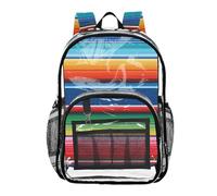 Ttgoth Mexican Stripes Clear Backpack Heavy Duty Stadium Approved Transparent Backpack See Through Bookbag with Multiple Pockets for School, Security, Work & Trave