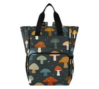 Ttgoth Mushroom Diaper Bag Backpack Waterproof Baby Changing Bag with Insulated Bottle Holders Multi-Pocket Travel Nappy Backpack with Stroller Straps for Mum & Dad
