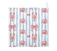 Ttgoth Ocean Animals Bow Baby Muslin Washcloths, 5 Pack 4-Layer Cotton Face Towels with Hanging Loop, Soft Absorbent Wash Cloths for Newborns, 30 x 30 cm