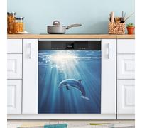 Ttgoth Ocean Dolphin Dishwasher Magnet Cover Decorative Magnetic Dish Washer Front Door Cover Panel Decal Trimmable Magnet Sticker for Kitchen Appliance Decor 58.42x66.04 cm