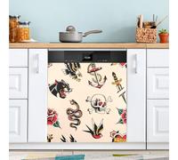 Ttgoth Old School Tattoo Dishwasher Magnet Cover Decorative Magnetic Dish Washer Front Door Cover Panel Decal Trimmable Magnet Sticker for Kitchen Appliance Decor 23 x 26 Inch
