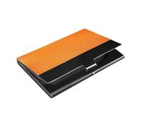 Ttgoth Orange Dotted Line Business Card Holder for Men Women PU Leather & Stainless Steel Name Card Case Pocket Wallet ID Case for Travel and Work