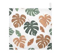 Ttgoth Palm Leaves Baby Muslin Washcloths, 5 Pack 4-Layer Cotton Face Towels with Hanging Loop, Soft Absorbent Wash Cloths for Newborns, 30 x 30 cm