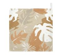 Ttgoth Palm Leaves Baby Muslin Washcloths, 5 Pack 4-Layer Cotton Face Towels with Hanging Loop, Soft Absorbent Wash Cloths for Newborns, 30 x 30 cm