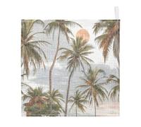 Ttgoth Palm Tree Baby Muslin Washcloths, 3 Pack 4-Layer Cotton Face Towels with Hanging Loop, Soft Absorbent Wash Cloths for Newborns, 30 x 30 cm