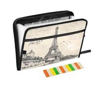Ttgoth Paris Eiffel Tower Accordion File Organizer 13 Pockets Expanding File Folder with Labels A4 Document Holder Portable Receipt & Document Organizer for School, Office & Business
