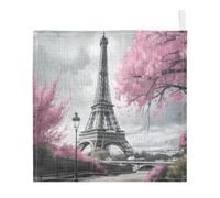 Ttgoth Paris Tower Baby Muslin Washcloths, 5 Pack 4-Layer Cotton Face Towels with Hanging Loop, Soft Absorbent Wash Cloths for Newborns, 30 x 30 cm