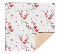 Ttgoth Peach Flower Baby Play Mat for Floor 127x127cm Soft Foldable Crawling Mat Waterproof Non-Slip Floor Mat Kids Playmat for Infants Babies Toddlers