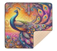 Ttgoth Peacock Hindu Elegance Baby Play Mat Baby Play Mat for Floor 127x127cm Soft Foldable Crawling Mat Waterproof Non-Slip Floor Mat Kids Playmat for Infants Babies Toddlers