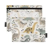 Ttgoth Pencil Pouch for 3 Ring Binder Cute Dinosaur Binder Pencil Pouch with Zipper Clear Window Pencil Case for Binder Cosmetic Bag, 2 Pack