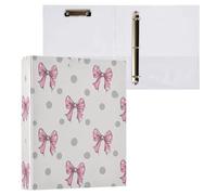 Ttgoth Pink Bows 3 Ring Binder Holds 200 Sheets D Ring A4 Binder with 3 Clear Pockets Folder & Document Organiser for Classroom Office Hospitals